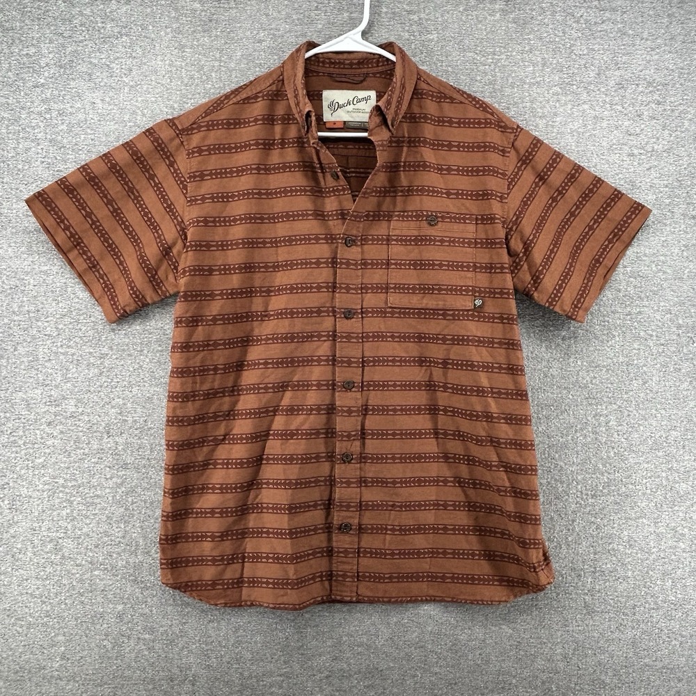 Duck Camp‎ Aztec Shirt Men Size Medium Rusty Brown Short Sleeve Outdoor